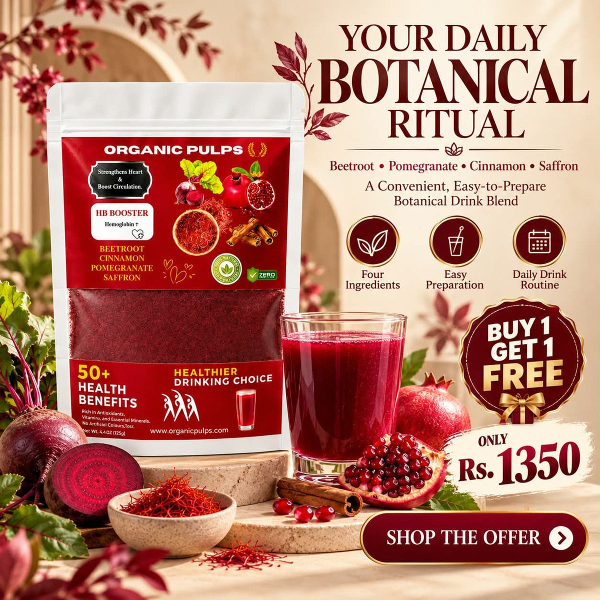 Organic Pulps HB Booster botanical drink blend offer